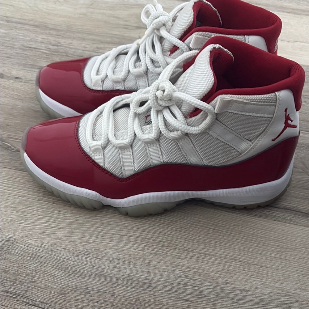 Jordan Red and White High-Top Sneakers